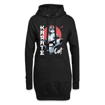 Drôle de chat Karaté Chat Arts Martiaux Design - Sweat-shirt à capuche long Femme - noir - Devant