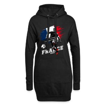 Fußball Frankreich France Flagge Fahne Spieler - Hoodie-Kleid - Schwarz - Vorne