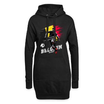 Football Belgique Flag Joueur de drapeau - Sweat-shirt à capuche long Femme - noir - Devant