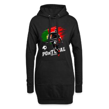 Football Portugal Flag Joueur Drapeau Grunge - Sweat-shirt à capuche long Femme - noir - Devant