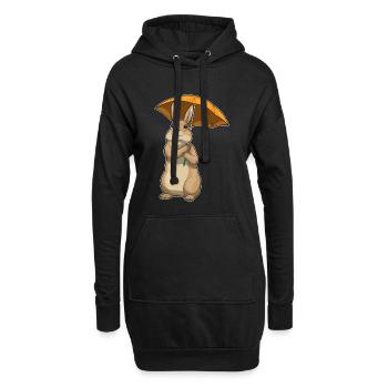 Parapluie Lapin - Sweat-shirt à capuche long Femme - noir - Devant