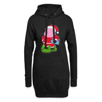 Forfait de Noël cochon - Sweat-shirt à capuche long Femme - noir - Devant