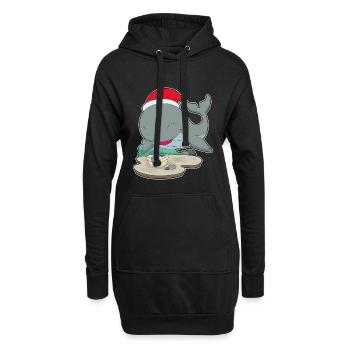 Forfait Noël des baleines - Sweat-shirt à capuche long Femme - noir - Devant