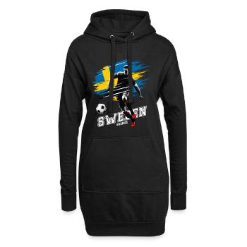 Schwedischer Fußballspieler mit Flagge - Hoodie-Kleid - Schwarz - Vorne