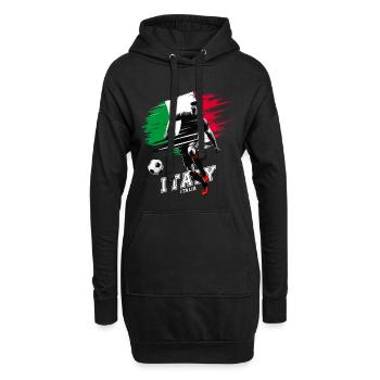Joueur de football italien avec drapeau - Sweat-shirt à capuche long Femme - noir - Devant