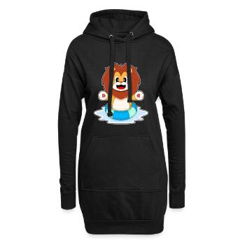 Löwe Schwimmen Schwimmring Sommer - Hoodie-Kleid - Schwarz - Vorne