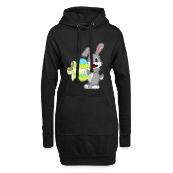 Hase Ostern Schleife - Hoodie-Kleid - Schwarz - Vorne