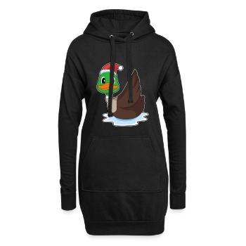 Canard Noël père Noël chapeau - Sweat-shirt à capuche long Femme - noir - Devant
