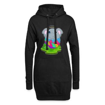 Elefant Ostern Osterei - Hoodie-Kleid - Schwarz - Vorne