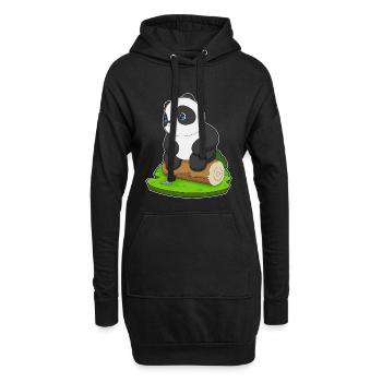 Panda Baumstamm - Hoodie-Kleid - Schwarz - Vorne