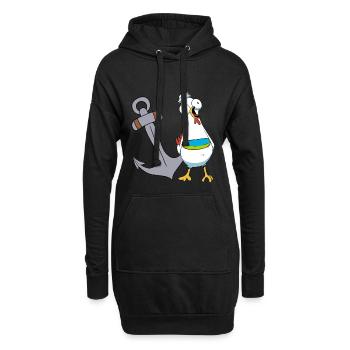 Poulet Marin Marin Ancre Maritime Ahoy Voyage - Sweat-shirt à capuche long Femme - noir - Devant
