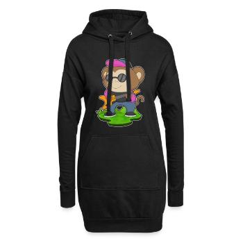 Affe Musiker Gitarre Musik - Hoodie-Kleid - Schwarz - Vorne