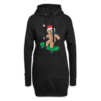 Lebkuchenmann Weihnachten Skateboard - Hoodie-Kleid - Schwarz - Vorne