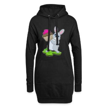 Cupcake lapin - Sweat-shirt à capuche long Femme - noir - Devant