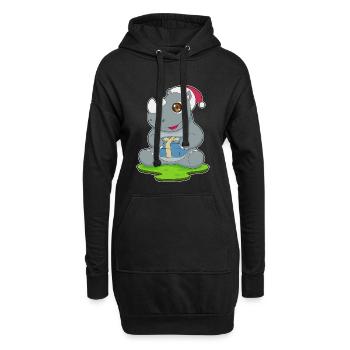 Nashorn Weihnachten Weihnachtsmütze - Hoodie-Kleid - Schwarz - Vorne