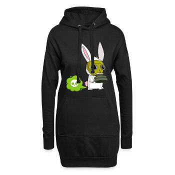 Lapin qui pète - Sweat-shirt à capuche long Femme - noir - Devant