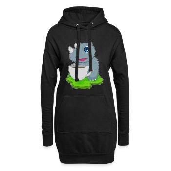Nashorn Tasse Kaffee - Hoodie-Kleid - Schwarz - Vorne