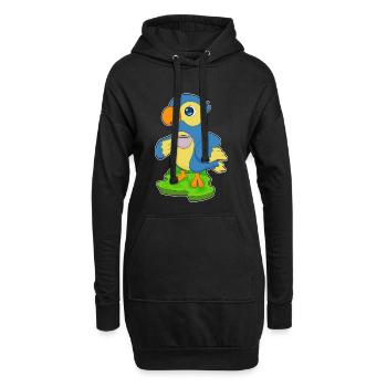 Papagei Tasse Kaffee - Hoodie-Kleid - Schwarz - Vorne