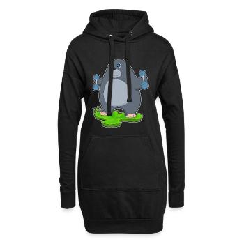 Bodybuilder Mole Haltères Bodybuilding - Sweat-shirt à capuche long Femme - noir - Devant