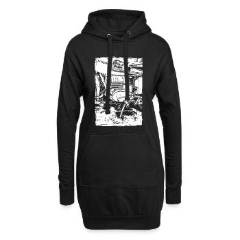 MZ ES 250 Motorblock Abdruck - Hoodie-Kleid - Schwarz - Vorne