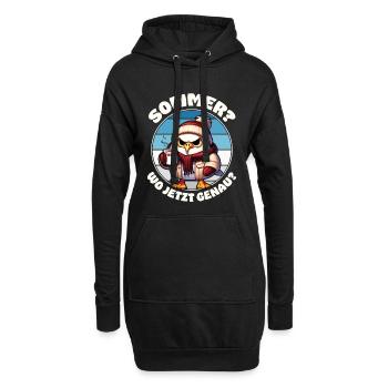 "Sommer? Wo jetzt genau?" Lustige Möwe Kalt Ironie - Hoodie-Kleid - Schwarz - Vorne