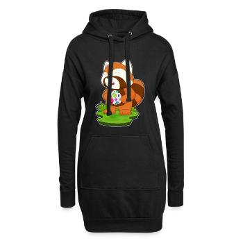 Roter Panda Ostern Osterei - Hoodie-Kleid - Schwarz - Vorne