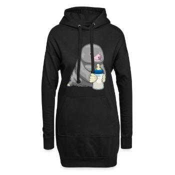 Mole Lait de biberon - Sweat-shirt à capuche long Femme - noir - Devant