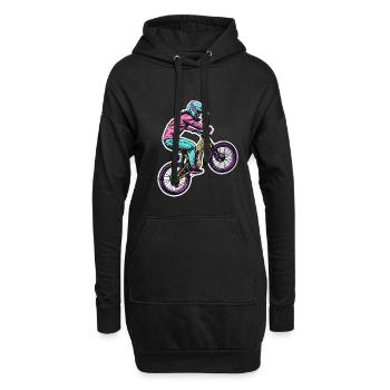 Mountainbikerin - Hoodie-Kleid - Schwarz - Vorne