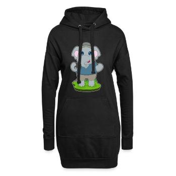 Elefant Fernglas - Hoodie-Kleid - Schwarz - Vorne