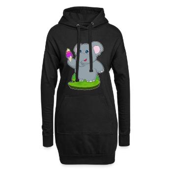 Elefant Waffeleis - Hoodie-Kleid - Schwarz - Vorne