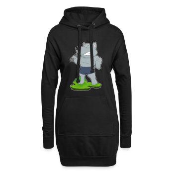 Chien Bodybuilder Haltère Musculation - Sweat-shirt à capuche long Femme - noir - Devant