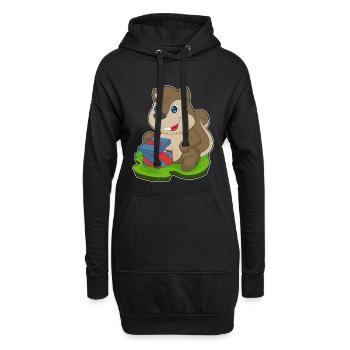 Forfait Noël écureuil - Sweat-shirt à capuche long Femme - noir - Devant