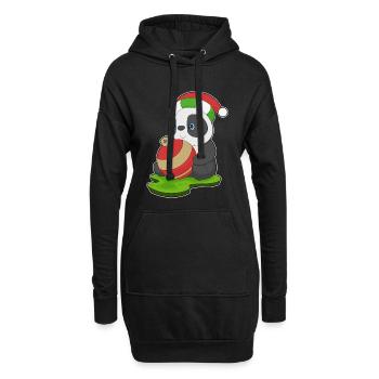 Bal de Noël Panda - Sweat-shirt à capuche long Femme - noir - Devant
