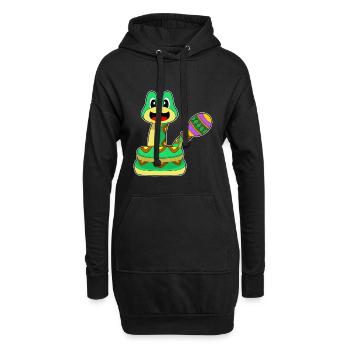 Serpent musicien hochet musique - Sweat-shirt à capuche long Femme - noir - Devant