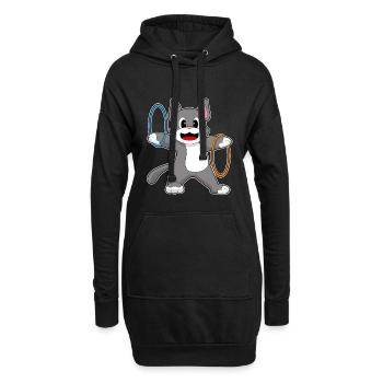 Katze Fitnessreifen Workout Gymnastik - Hoodie-Kleid - Schwarz - Vorne