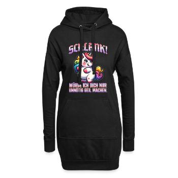 Schlank & Selbstbewusst: Ironisches Statement - Hoodie-Kleid - Schwarz - Vorne
