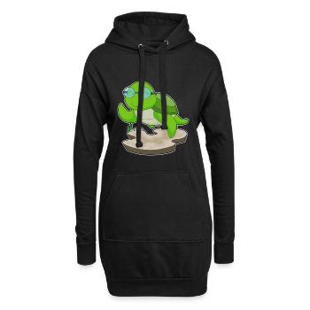 Lunettes de tortue - Sweat-shirt à capuche long Femme - noir - Devant