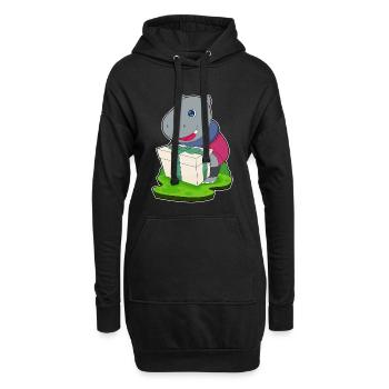 Forfait de Noël hippopotame - Sweat-shirt à capuche long Femme - noir - Devant