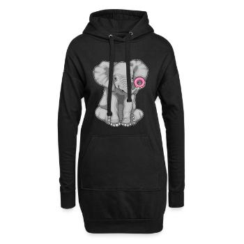 Beignet éléphant - Sweat-shirt à capuche long Femme - noir - Devant