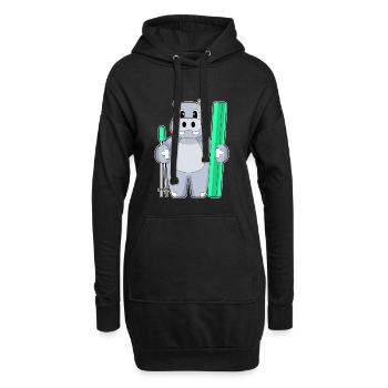 Nilpferd Skifahrer Ski Wintersport - Hoodie-Kleid - Schwarz - Vorne