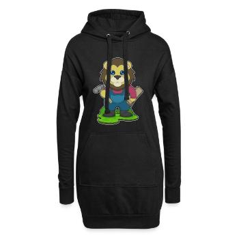 Marteau charpentier lion - Sweat-shirt à capuche long Femme - noir - Devant