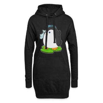 Pinguin Fisch - Hoodie-Kleid - Schwarz - Vorne