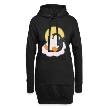 Nuages de pingouins - Sweat-shirt à capuche long Femme - noir - Devant