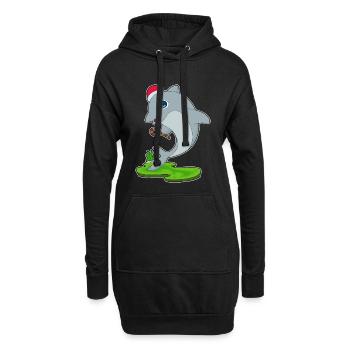 Canne de Noël Dauphin - Sweat-shirt à capuche long Femme - noir - Devant