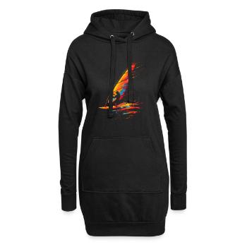 Windsurfen 90er Look - Hoodie-Kleid - Schwarz - Vorne