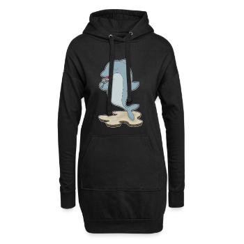 Chant Dolphin Singer Microphone - Sweat-shirt à capuche long Femme - noir - Devant