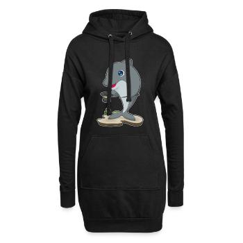 Delfin Zauberer Zylinder - Hoodie-Kleid - Schwarz - Vorne