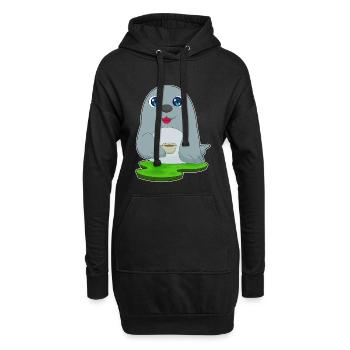 Tasse à café Seal - Sweat-shirt à capuche long Femme - noir - Devant