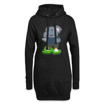 Bodybuilding éléphant avec haltères - Sweat-shirt à capuche long Femme - noir - Devant