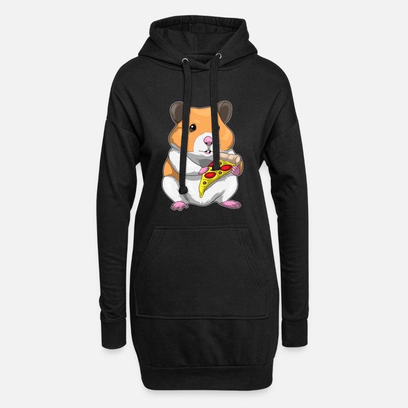Hamster Pizza - Hoodie-Kleid - Schwarz